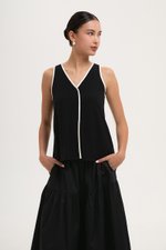 MINKA CONTRAST LINEN TOP