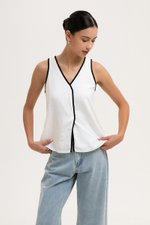 MINKA CONTRAST LINEN TOP