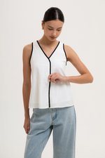 MINKA CONTRAST LINEN TOP