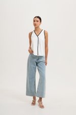 MINKA CONTRAST LINEN TOP