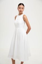 GISELLE BUTTONDOWN PLEATED LINEN MIDI DRESS GISELLE BUTTONDOWN PLEATED LINEN MIDI DRESS