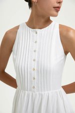 GISELLE BUTTONDOWN PLEATED LINEN MIDI DRESS GISELLE BUTTONDOWN PLEATED LINEN MIDI DRESS