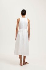 GISELLE BUTTONDOWN PLEATED LINEN MIDI DRESS GISELLE BUTTONDOWN PLEATED LINEN MIDI DRESS