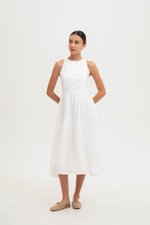 GISELLE BUTTONDOWN PLEATED LINEN MIDI DRESS GISELLE BUTTONDOWN PLEATED LINEN MIDI DRESS