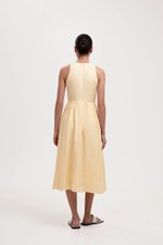 GISELLE BUTTONDOWN PLEATED LINEN MIDI DRESS GISELLE BUTTONDOWN PLEATED LINEN MIDI DRESS