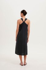 AYSHA BACK TWIST LINEN MIDI DRESS