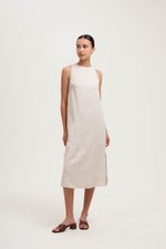 AYSHA BACK TWIST LINEN MIDI DRESS