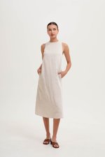 AYSHA BACK TWIST LINEN MIDI DRESS