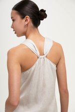 AYSHA BACK TWIST LINEN MIDI DRESS