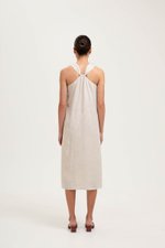 AYSHA BACK TWIST LINEN MIDI DRESS