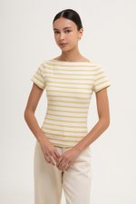 BRITNEY STRIPED BOAT NECK T-SHIRT