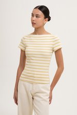 BRITNEY STRIPED BOAT NECK T-SHIRT