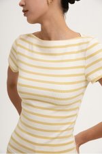 BRITNEY STRIPED BOAT NECK T-SHIRT