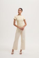 BRITNEY STRIPED BOAT NECK T-SHIRT