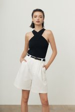 VIVIENNE PLEATED TWILL LONG SHORTS