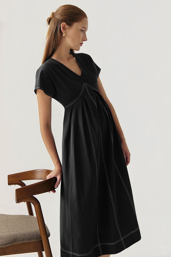 MARTINA CONTRAST PANELLED MIDI DRESS