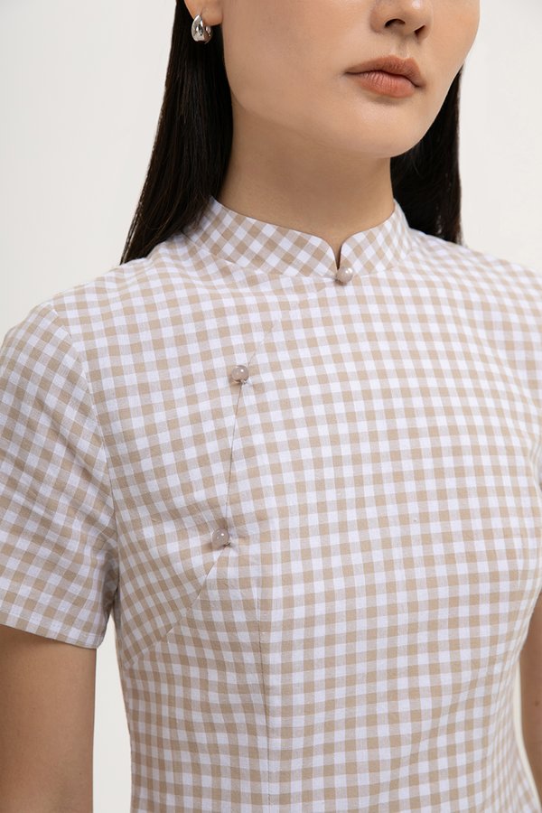 RYNNA CHECKERED CHEONGSAM DRESS RYNNA CHECKERED CHEONGSAM DRESS