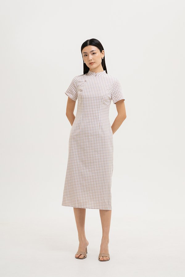 RYNNA CHECKERED CHEONGSAM DRESS RYNNA CHECKERED CHEONGSAM DRESS