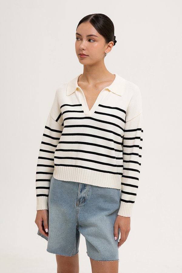 *BACKORDER 3* KEITH STRIPED COLLARED SWEATER *BACKORDER 3* KEITH STRIPED COLLARED SWEATER