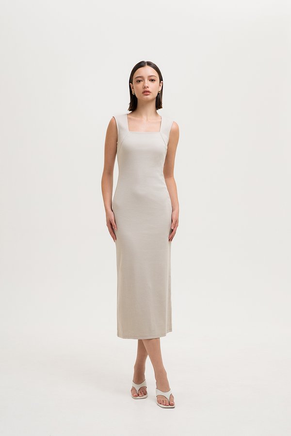 LYARA RIBBED SQUARE NECK TANK DRESS LYARA RIBBED SQUARE NECK TANK DRESS