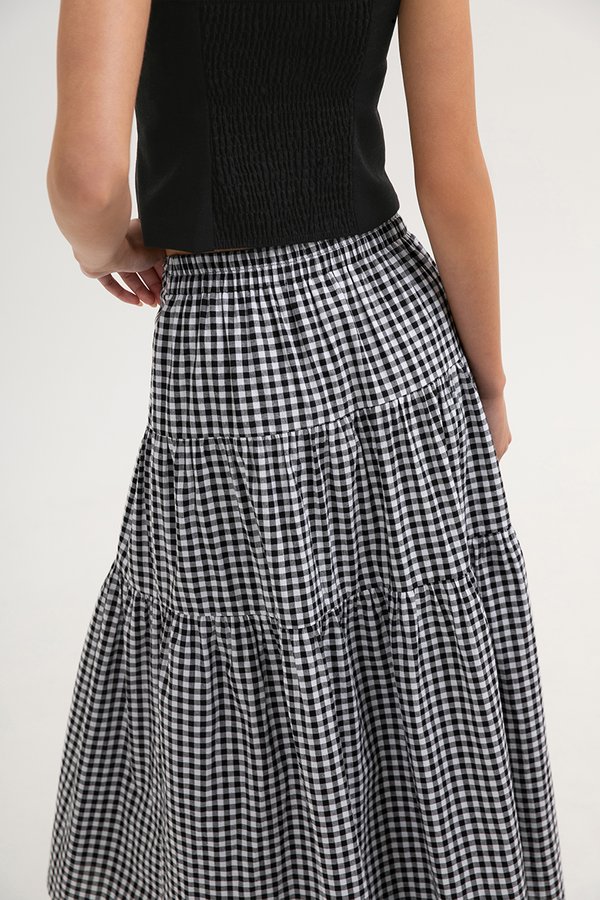 *BACKORDER* TARRA GINGHAM TIERED MIDI SKIRT
