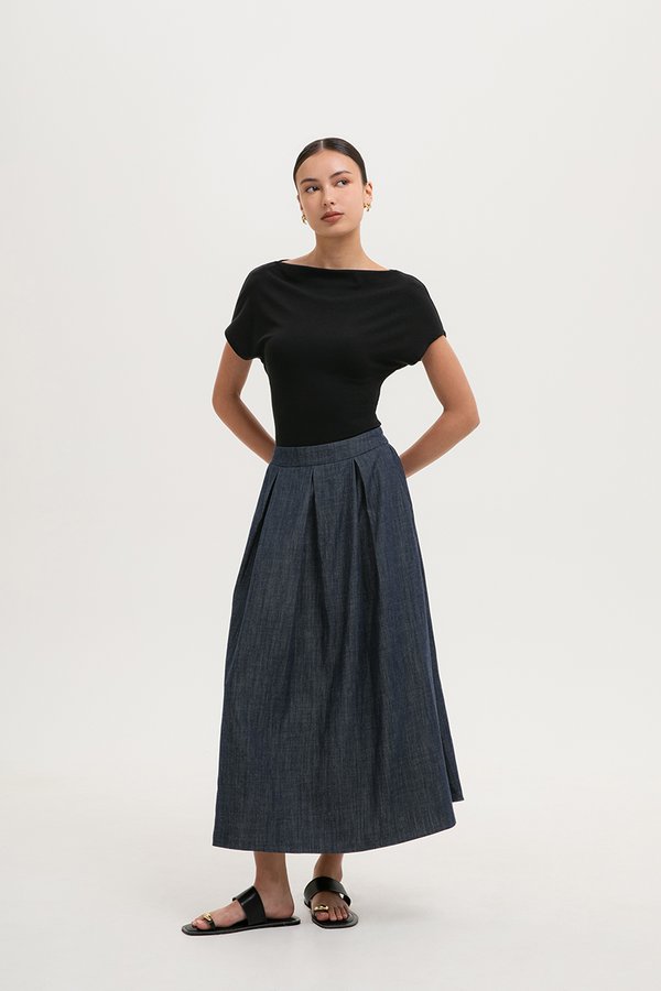 SABINE PLEATED DENIM SKIRT SABINE PLEATED DENIM SKIRT