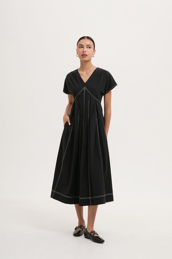 MARTINA CONTRAST PANELLED MIDI DRESS
