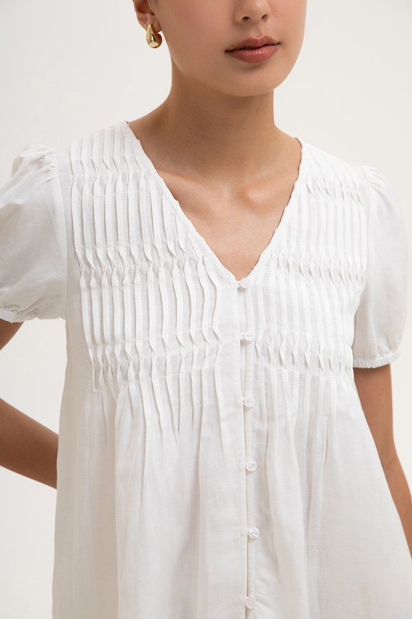 GIANNI PLEATED LINEN TOP GIANNI PLEATED LINEN TOP