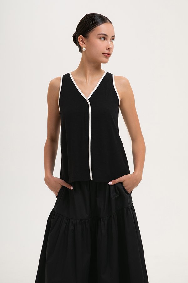 MINKA CONTRAST LINEN TOP MINKA CONTRAST LINEN TOP