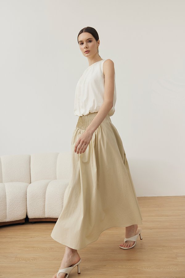 HANNAH PIN TUCK MIDI SKIRT (REGULAR)