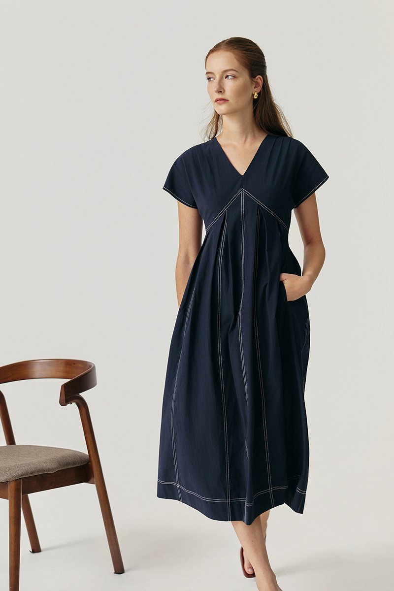 MARTINA CONTRAST PANELLED MIDI DRESS