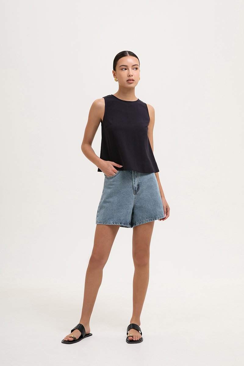 CHRISTEN SLEEVELESS LINEN TOP