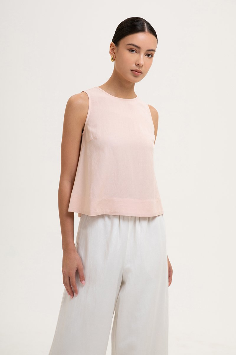 CHRISTEN SLEEVELESS LINEN TOP