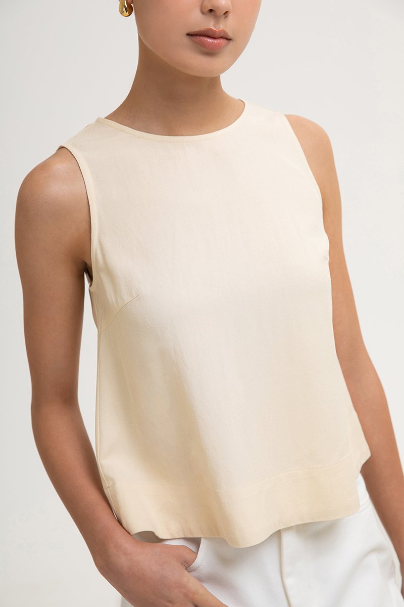 CHRISTEN SLEEVELESS LINEN TOP
