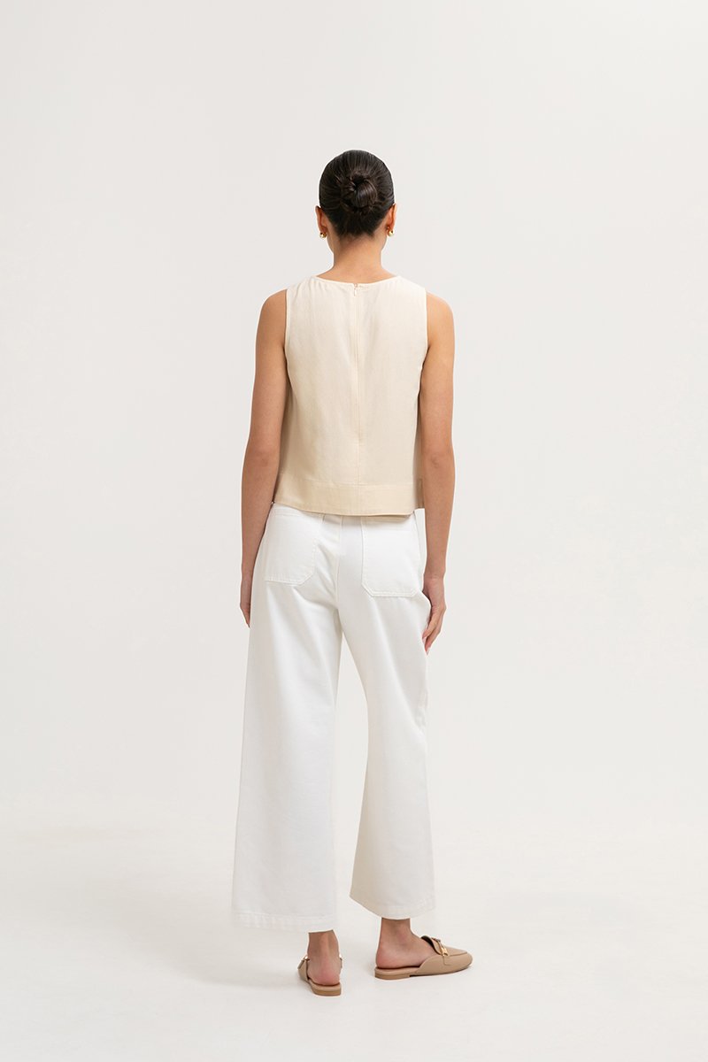 CHRISTEN SLEEVELESS LINEN TOP