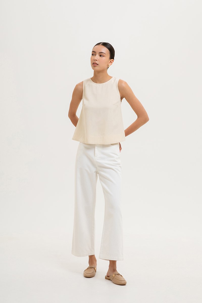CHRISTEN SLEEVELESS LINEN TOP