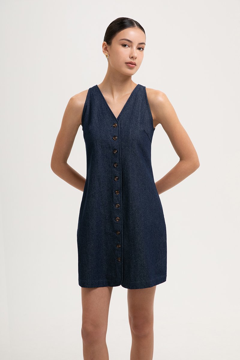 LORNEY VEST DENIM MINI DRESS
