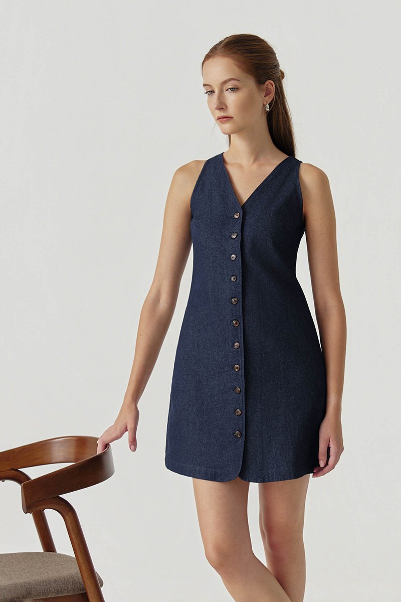 LORNEY VEST DENIM MINI DRESS