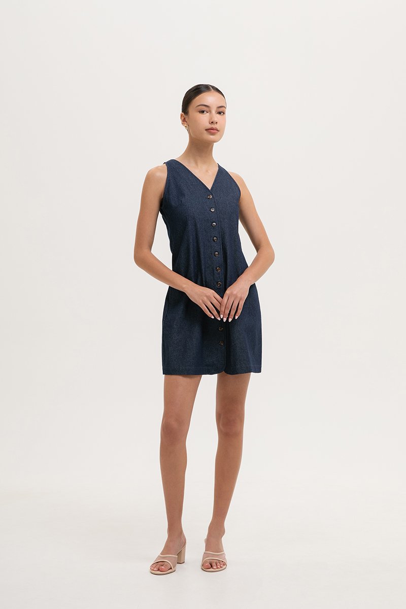 LORNEY VEST DENIM MINI DRESS