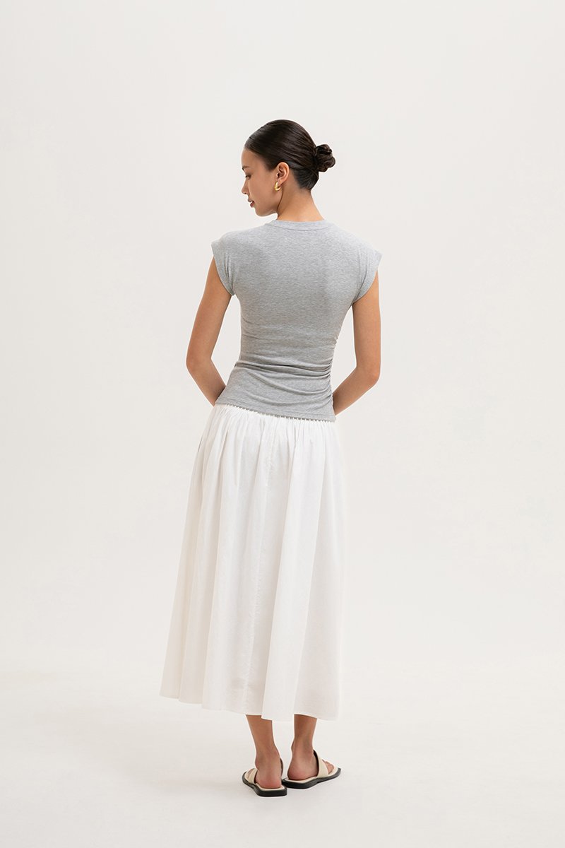 EDDIE CAP SLEEVE RUCHED TEE