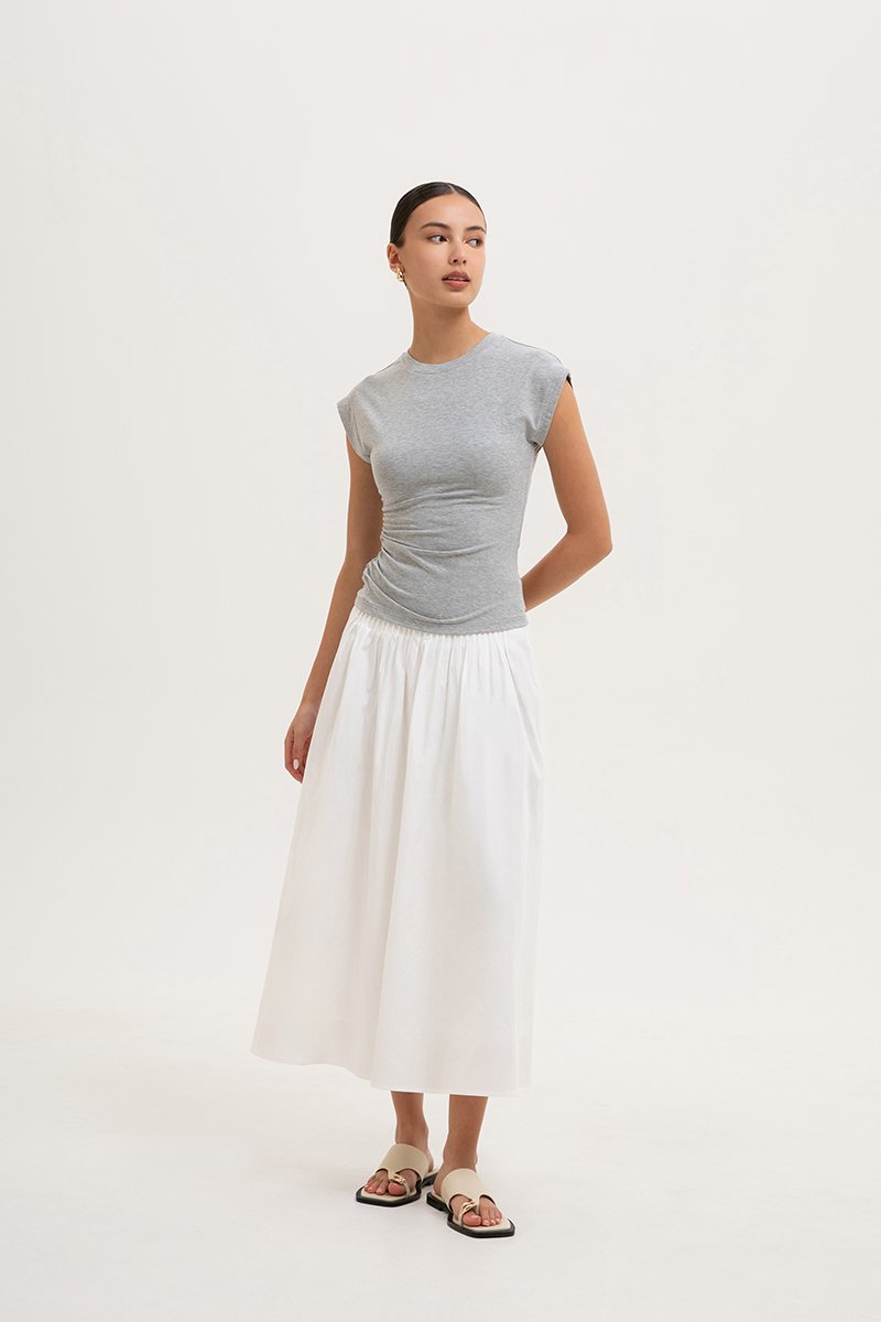 EDDIE CAP SLEEVE RUCHED TEE