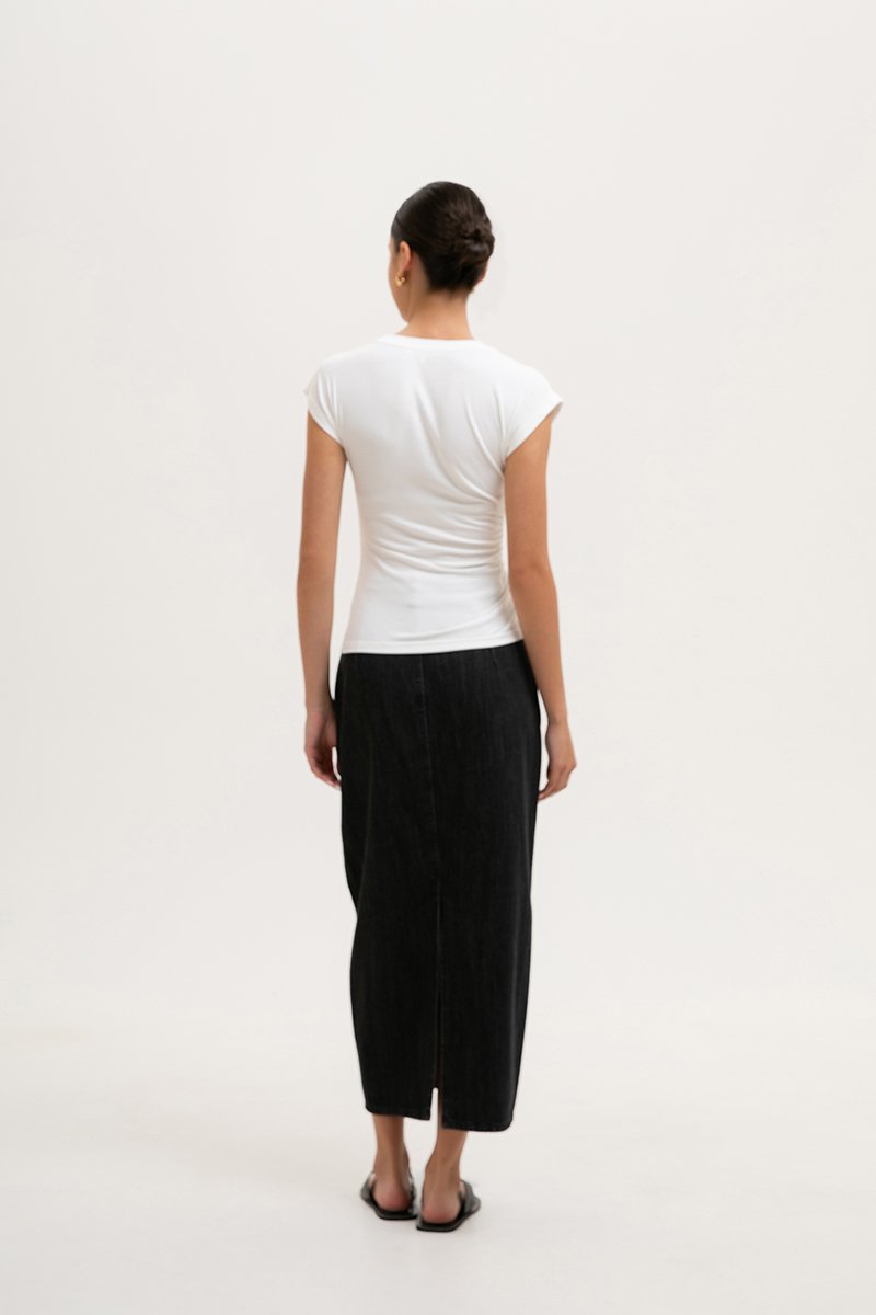 EDDIE CAP SLEEVE RUCHED TEE