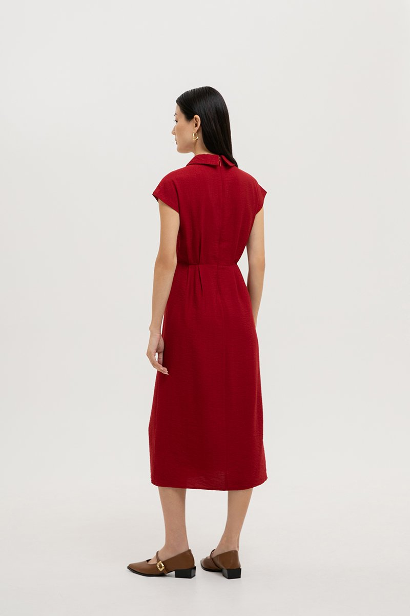 AISLING TEXTURED BUTTONDOWN MIDI SHIRT DRESS