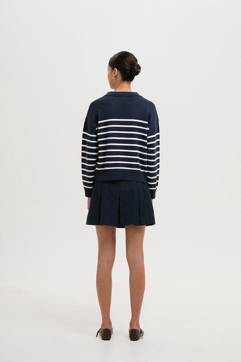 KEITH STRIPED COLLARED SWEATER