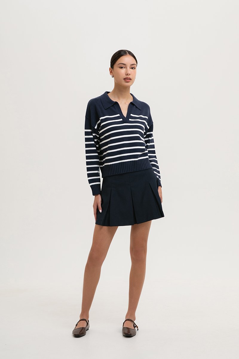 KEITH STRIPED COLLARED SWEATER