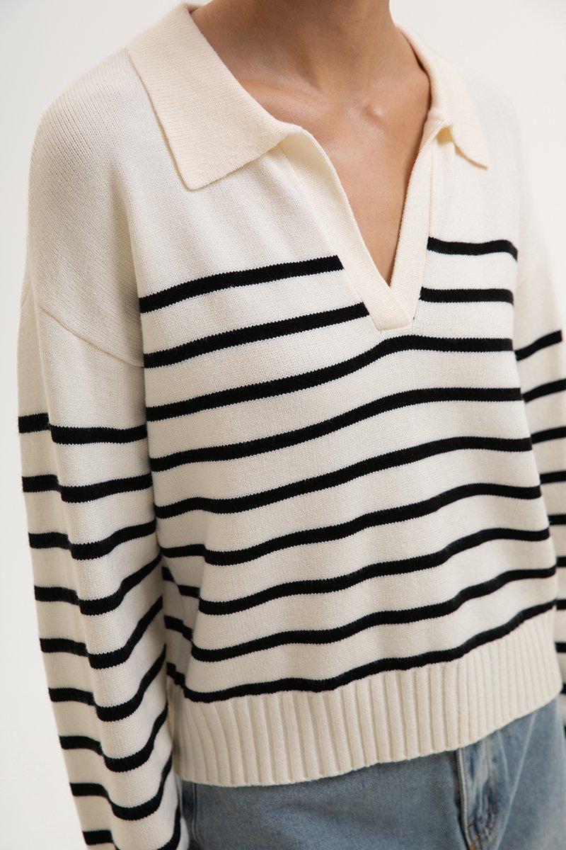 *BACKORDER 3* KEITH STRIPED COLLARED SWEATER