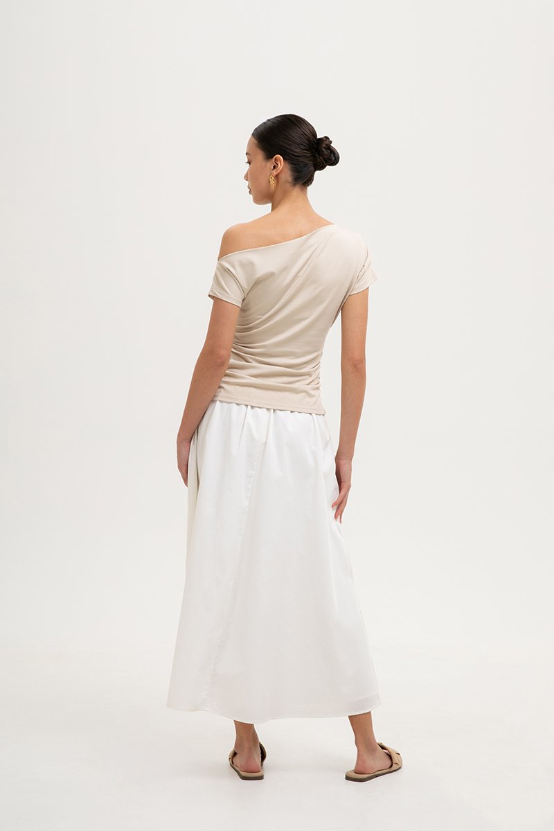 SAMIRA ASYMMETRIC RUCHED MODAL TEE