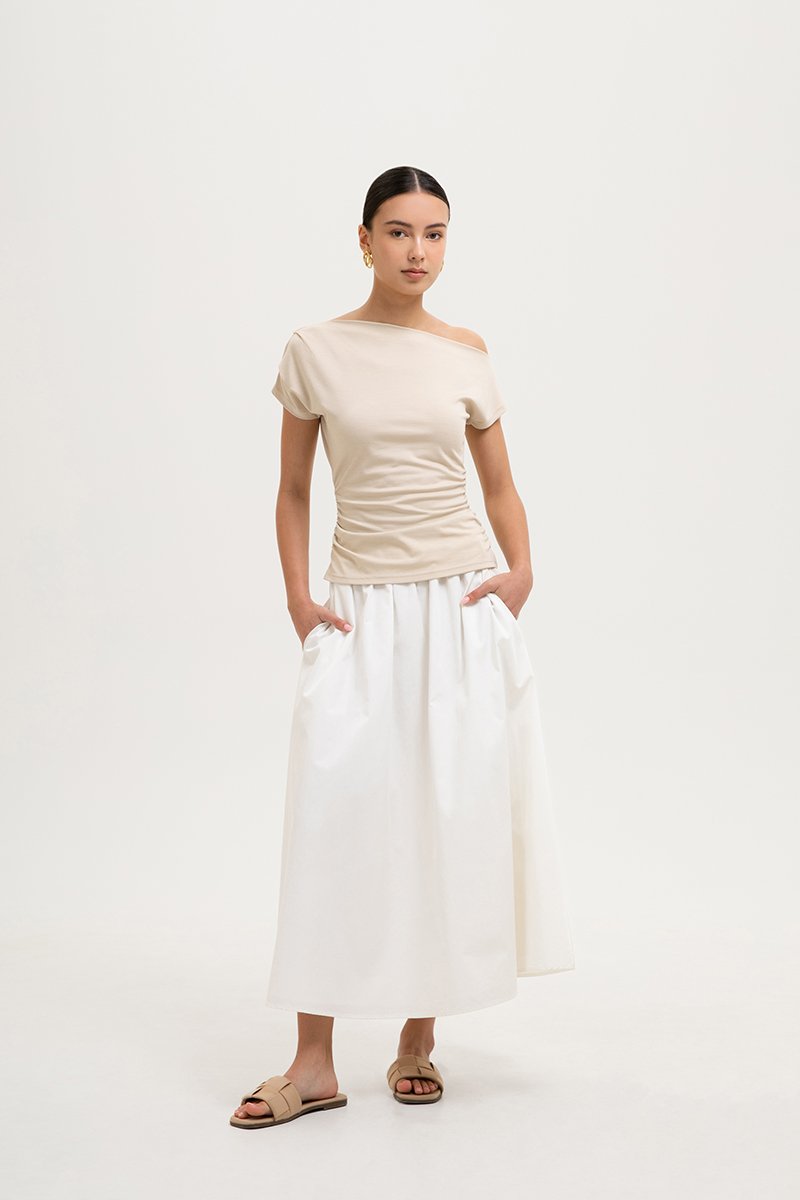 SAMIRA ASYMMETRIC RUCHED MODAL TEE
