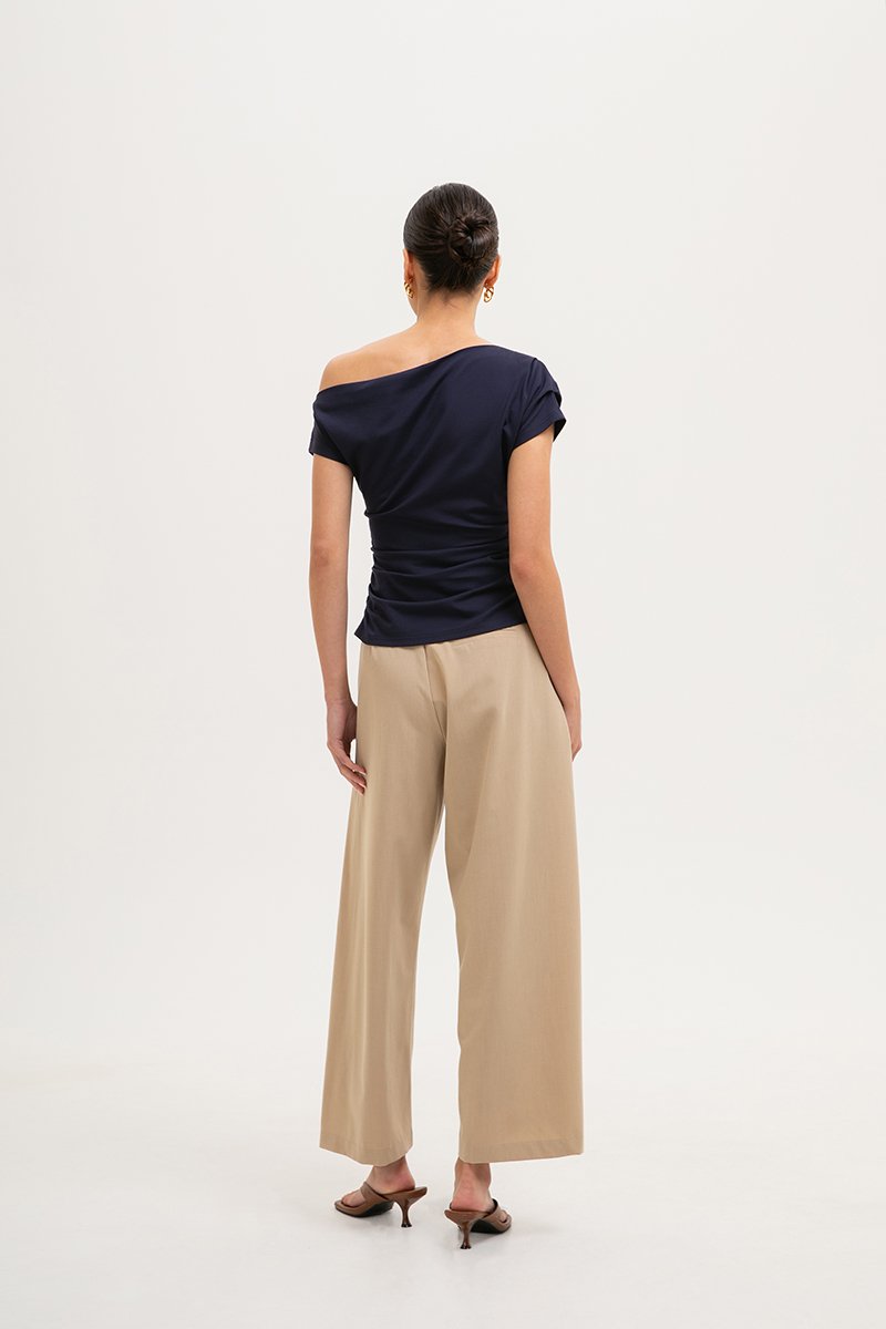 SAMIRA ASYMMETRIC RUCHED MODAL TEE