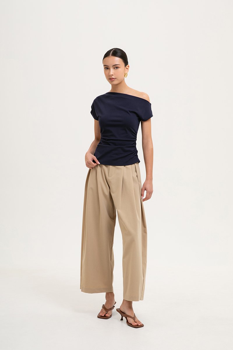 SAMIRA ASYMMETRIC RUCHED MODAL TEE